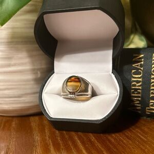 Sterling Silver Ring with Round Agate Slab size 7.25